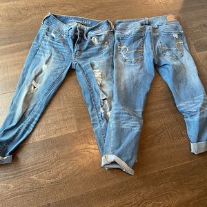 2 pairs of American Eagle crop jeans, size 2.